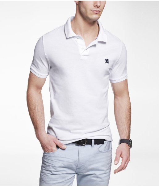 エクスプレス/EXPRESS/メンズ/ポロシャツ：FITTED SMALL LION PIQUE POLO PURE WHITE