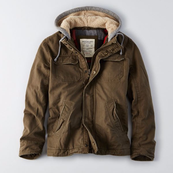 アメリカンイーグル American Eagle メンズ アウター ジャケット：AEO Hooded Workwear Jacket - Olive