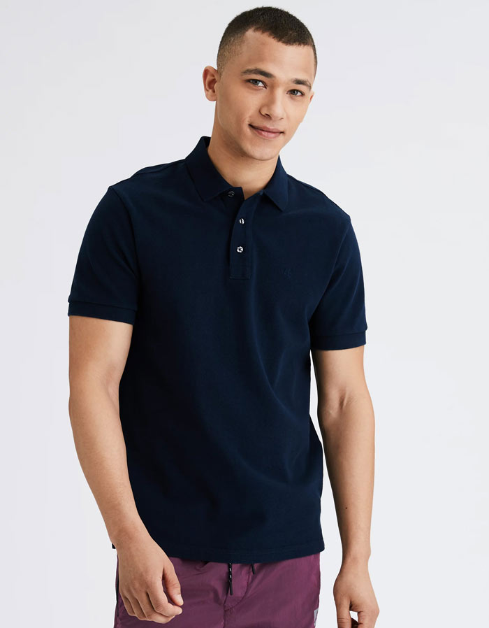 アメリカンイーグル American Eagle メンズ ポロシャツ Ae Super Soft Icon Pique Polo Shirt ネイビー Navy