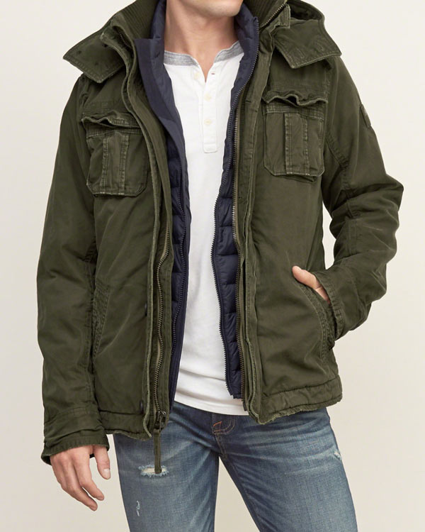 アバクロ Abercrombie＆Fitch アバクロンビー＆フィッチ ミリタリージャケット アウター：A&F Premium Mountain  Jacket - Olive≪送料無料≫