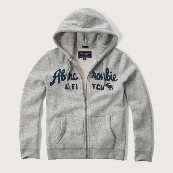 アバクロ Abercrombie＆Fitch アバクロンビー＆フィッチ パーカー：Applique Logo Graphic Hoodie  Heather Grey