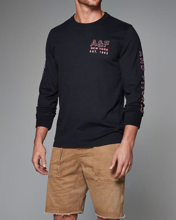 アバクロ Abercrombie＆Fitch ロンT Tシャツ：Logo Graphic Tee Navy
