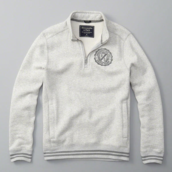 アバクロ Abercrombie＆Fitch アバクロンビー＆フィッチ トレーナー ハーフジッププルオーバー ：Half-Zip Pullover -  Light Grey