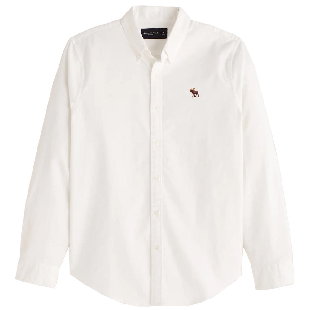 アバクロ Abercrombie＆Fitch アバクロンビー＆フィッチ オックスフォードシャツ Signature Icon Oxford Shirt  ホワイト White
