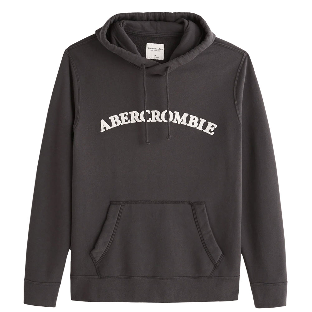 アバクロ Abercrombie＆Fitch アバクロンビー＆フィッチ プルオーバーパーカー 新作 ロゴフーディー Logo Hoodie Black  ブラック